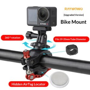 Bike Frame Tube Mount with AirTag Slot and 360° Rotation